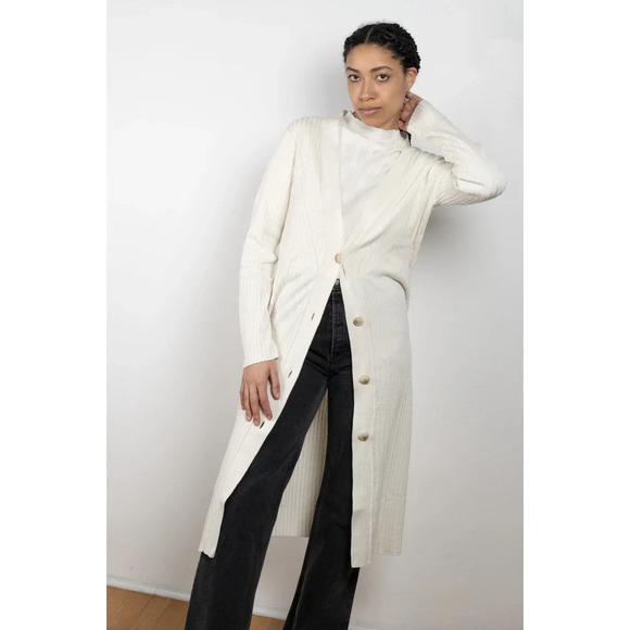Loulou Studio Sweaters - Loulou Studio Sutil Long Cardigan Dress Ivory